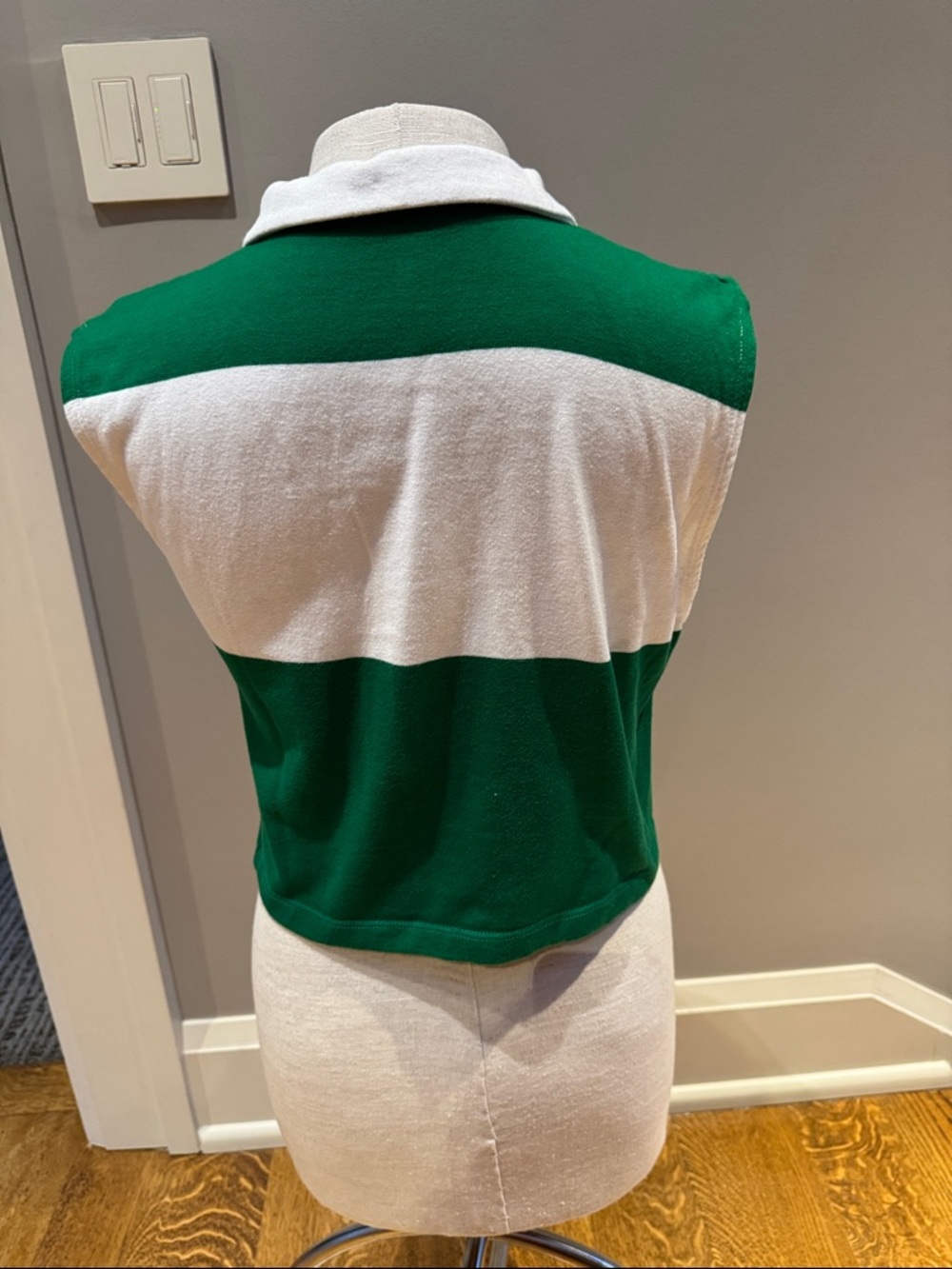 Zara Green White Colorblock Cropped Polo Tank Top Size Small Preppy  ⛳️  🎾 - Picture 4 of 8